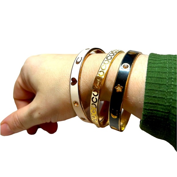 COACH bracelet | Coach bangle bracelets set | Coach gold bracelets | set of 3 - Picture 1 of 14